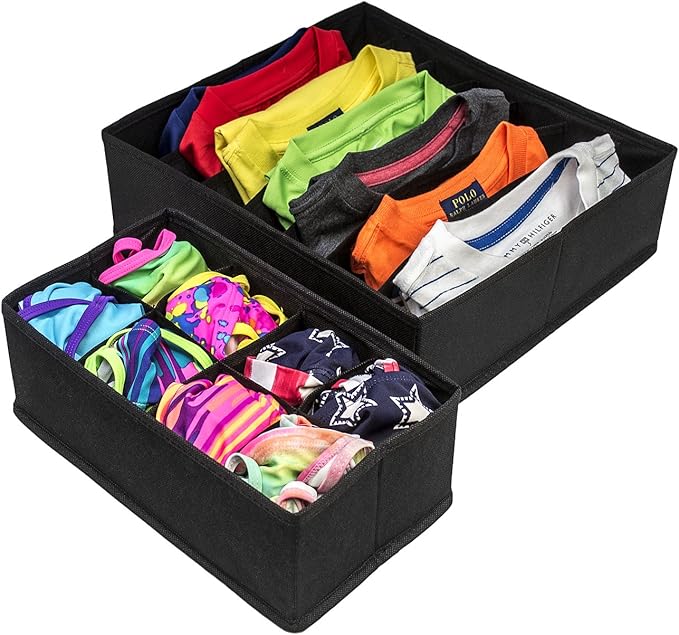 Sorbus® Set of 4 Foldable Drawer Dividers, Storage Boxes, Closet Organizers, Under Bed Organizer (Black)