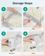 BAGSMART Vacuum Storage Bags with Portable Pump, Travel Space Saver Bags for Clothes, Heavy Duty Compression Bags for Storage, Vacuum Seal Bags with Hand Pump, Travel Essentials for Packing-Khaki