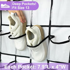 homyfort 35 Large Pocket Over the Door Shoe Organizer, Extra Sturdy Oxford Fabric Hanging Shoe Rack for Door Closet, Wall Mesh Shoe Storage Holder for Mens Women Shoes (White)