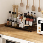 Furinno RAVEL Kitchen Countertop Organizer Set of 2, 3-Tier Counter Shelves, Kitchen Storage, Expandable, Spice Rack, for Pantry, Coffee Bar, Amber Pine