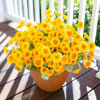 HyeFlora Dahlia Spring Artificial Flowers for Outdoors Fake Plants, 6 Bundles Outside Silk Daisy Realistic UV Resistant Faux Flowers for Outdoor Planters Porch Patio Yard Garden Home Decor, Yellow