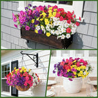 INQCMY Artificial Fake Flowers for Outdoor Spring Decoration,12 Bundles Faux Silk Colorful Morning Glory with Eucalyptus UV Resistant Realistic Fake Plants for Outside Planter Porch Patio Yard Garden