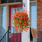 Artificial Fake Hanging Plants Flowers Baskets for Outdoor Outside Spring Decor,Faux Silk Daisy UV Resistant Look Real Summer Decorations for Home Porch Patio Yard Garden(Red