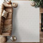 Micro Loop Indoor Rug White 6x9 Boho Geometric Neutral Area Rugs for Living Room Soft Luxury Modern Low and High Pile Durable Stain Resistant Non-Shedding Indoor Area Carpet 6 x 9
