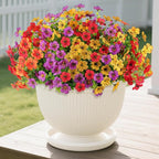 Artificial Faux Flowers Plants for Outdoors Outside Spring Summer Decoration,12 Bundles Silk Daisy Realistic Fake Flowers Plants Greenery UV Resistant for Planters Porch Patio Front Yard(4 Multicolor)