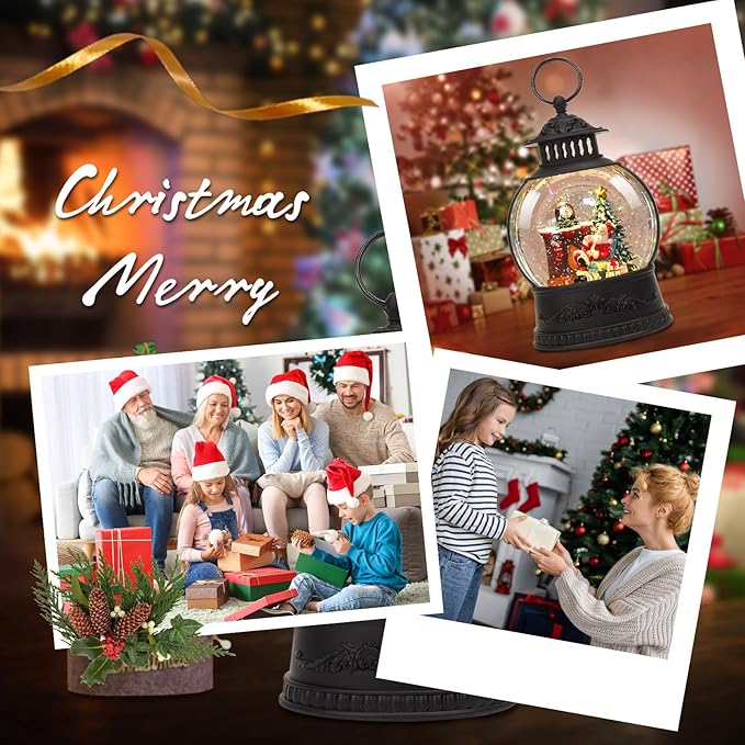 Christmas Snow Globe Water Lantern with Timer and Music, USB and Battery Operated Lighted Led Globe, Santa Snowglobe Table Decorations Indoor for Adults Home Holiday (Santa)
