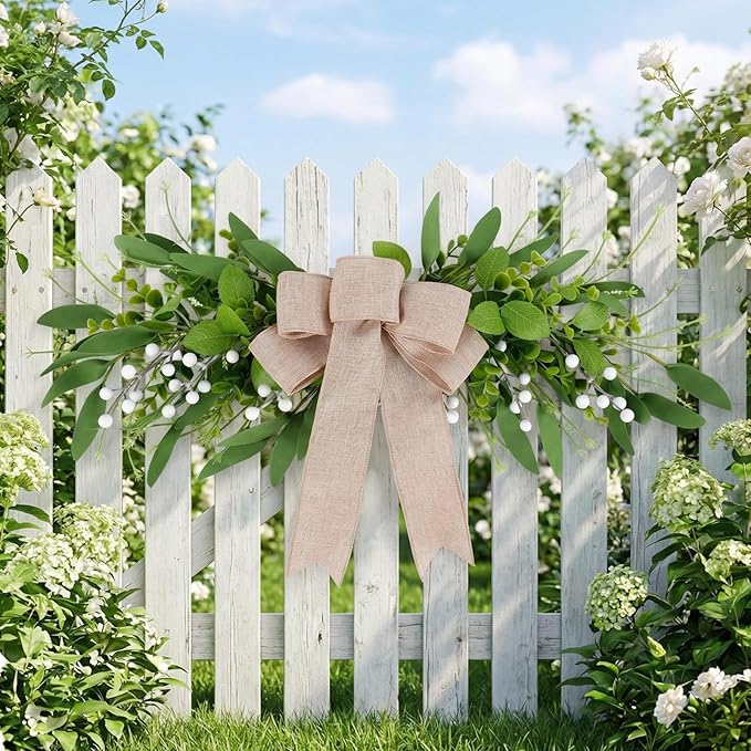 Floral Swag Artificial Green Eucalyptus Swag with Olives Leaves Mixed Berry Front Door Twigs Leaves Greenery Decorative Swag for Farmhouse Wedding Arch Party Wall Home Indoor Outdoor Holiday Decor
