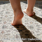 Washable 10x14 Area Rugs for Living Room, Boho Non-Slip Vintage Distress Large Rugs for Bedroom Dining Room Office, 0.3" Neutral Oriental Throw Thin Carpet, Cream/Blue/Orange/Multi