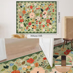 U'Artlines 8x10ft Vintage Floral Area Rug Machine Washable Ultra Soft Low Pile Non Slip Non Shedding Accent Floor Carpet for Living Room, Bedroom, Dining Room, Office (Green)