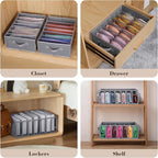 Zilink Upgraded Underwear Drawer Organizer with Support Board, Clear Drawer, 7 Grids Divider, Sock Organizer for Closet, Nursery, Baby Clothes, Bra, Sock, Tie - 3 Pack