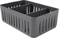 Simplify 3 Compartment Stackable Bin with Adjustable Dividers | Drawer Organizer | Storage Basket | Good for Office | Desk Supplies | Dorm | Bathroom | Accessories | Make Up | Grey