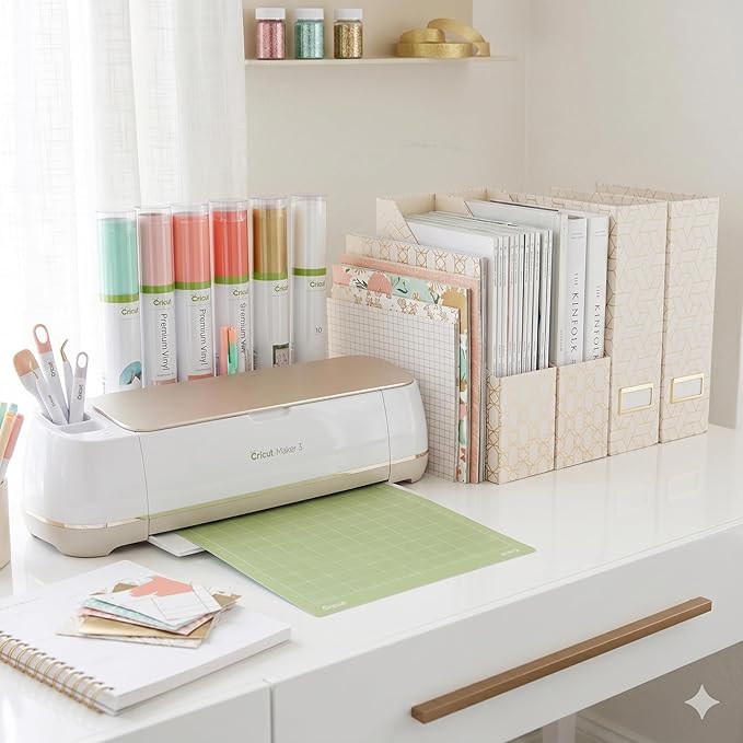 BLU MONACO | Cardboard Magazine File Holder Set of 4 | Vertical Magazine File Holder for Desk and Shelves | Cream Gold Foldable Magazine Holders with Label Slots