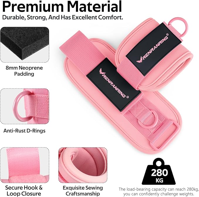 Ankle Resistance Bands with Cuffs, Ankle Bands for Working Out, Ankle Resistance Band for Legs and Glutes Workout Equipment, Butt Exercise Equipment for Women