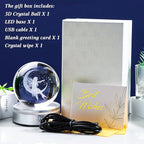 Movdyka 3D Crystal Ball Moon & Fairy Figurines Decor Gifts for Women Girls with Colorful LED Base, Laser Eatch Glass Fairy Statue Snow Globe Home Decor Crafts - 3.15"/8CM