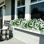 Artificial Flowers for Outdoors Faux Plants Outside Indoor,Realistic UV Resistant Silk Fake Daisy Petunias for Home Patio Garden Back Yard Front Poch Decor Spring Summer(12 Bunches,White)