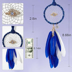 Mini Dream Catchers - Evils Eye with Goose Feather, Bluish Violet Flannel, Handmade Small Dreamcatcher for Bedroom, A Dream Catcher for Girls and Boys, Wall Decor