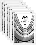 KTKDE A4 Picture Frame Set of 6,White Wooden Photo Frame for Certificate Poster and Photo, Horizontal or Vertical Formats 8.3x11.7 Frame with Shatter Resistant Plexiglass Home Decor best gift