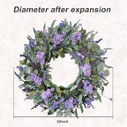 24-Inch Lavender Wreath for Front Door, Purple Hydrangea Wreath with Eucalyptus, Artificial Spring and Summer Floral Wreath for Indoor Outdoor Walls, Windows, and Home Year-Round Display