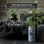 Red Lantern 18" Umbrella Stand - Blue and White Floral