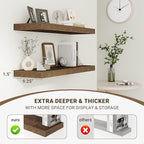 Acovy 55 Inch Floating Shelves, 55"x9.25"x1.5" Inch Deep Floating Shelves for Wall, Wooden Shelves for Bathroom, Bedroom, Living Room, Brown, 1 Piece