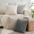 Fancy Homi 4 Packs Decorative Throw Pillow Covers for Living Room Couch Bed, Modern Farmhouse Boho Home Décor Accent Cushion Case, 18" x 18", Grey Series