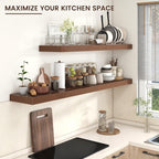 Venusmiles Floating Shelves for Wall, 55 Inch Wide x 12 Inch Deep Floating Shelves, Long Wood Floating Wall Shelf Shelves for Living Room Bathroom Bedroom Kitchen Home - (Walnut, 55" W x 12" D x 2" H)