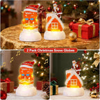 2 Pack Christmas Snow Globes Gingerbread Man and Santa with 8 Songs Music and 6H Timer USB & Battery Powered Snow Water Globe Swirling Glitter for Holiday Decorations Gifts (Gingerbread Man and Santa)