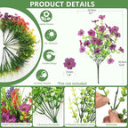 Artificial Flowers for Outdoors, 14 Bundles Multicolor Fake Flowers with Greenery Grass Lavendar for Spring Summer Decoration, UV Resistant Fake Plants for Planter Porch Patio Yard Home Decor