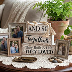 4 Pcs Farmhouse Home Decoration Wooden Tabletop and So Together They Built a Life They Loved Decor Motivational Tiered Tray Decor Rustic Block Sign Retro Bead Garland Table Centerpiece for Shelf Desk