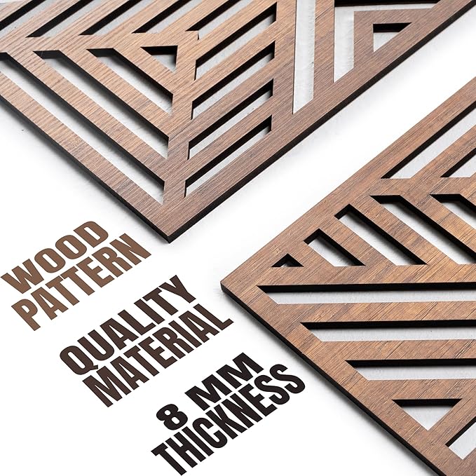 qmmp Modern Wooden Wall Sculptures - Set of 3 - Home Decor Accent - Large Wall Art for Living Room, Bedroom, Office - Easy Installation (Walnut, Large - Direction)
