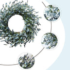 TEMPUS 20 Inch Blue Grains Flower String for Front Doors Wreath, Spring and Summer for Indoor and Outdoor Decor, Rustic and Farmhouse Style Home Blue Wreath