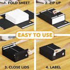 SpaceAid 10 Pack Bed Sheet Organizers and Storage, Foldable Sheet Organizer for Linen Closet, Sheets Set Folder Keeper with Window XL (Queen & King Size) Organizing Bedding Container, Black