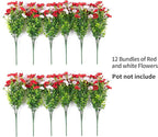 Artificial Fake Flowers Plants for Outdoor Spring Summer Decor, 12 Bundles Faux Silk Flowers for Outdoor Outside Planter Colorful Daisy UV Resistant Look Real for Front Door Porch Patio Yard