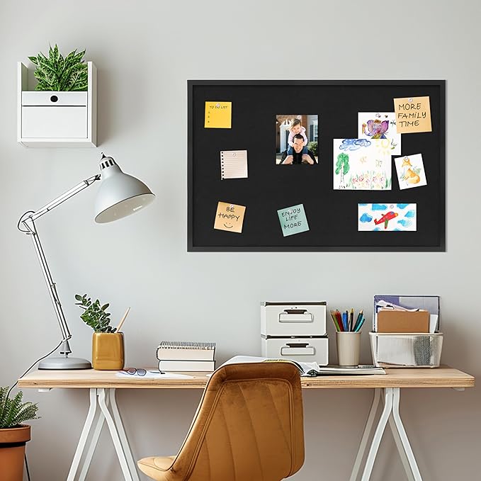 DAHAPYBOO Cork Board with Linen Black 2Pack,Bulletin Board 36"x24", Corkboards for Office Home School Message Board or Vision Board Decoration.