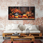 AIYISU Rustic Pumpkin Canvas Wall Art Farmhouse Dining Room Pictures Kitchen Wall Decor Autumn Flowers Canvas Prints Fall Harvest Theme Posters Halloween Painting Artwork Home Decorations 24x48
