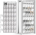 WVM Over the Door Shoe Organizer with 35 Breathable Mesh Pockets, Hanging Shoe Organizer for Door with 4 Metal Hooks, Large Capacity Closet Storage for Shoes, Accessories, White