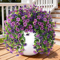 Artificial Hanging Flowers for Outdoors, 2 Pcs Fake Hanging Plant Spring Summer Decoration, UV Resistant No Fade Faux Flower for Porch Patio Yard Window Home Decor(Double Purple)