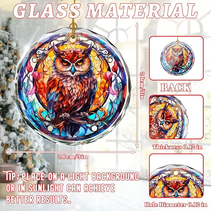 Stained Glass Owl Ornament - Christmas Tree Decor, Gift Exchange Present