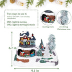 WONDER GARDEN Christmas Village Houses-Christmas Houses Village - Lighted Musical Railway Station Moving Train Town Sets with Revolving Acrylic Trees Animated Figurines for Indoor Decor or Gift