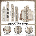 Lineshading 4 Pcs Christian Table Decor Wooden Book Stack Decor with God All Things are Possible Farmhouse Centerpiece with Beaded Garland Tassel Christian Home Decorations for Office, Shelf, Gift
