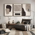 Large Framed Neutral Abstract Wall Art for Living Room, 3 Piece Black and White Canvas Prints Paintings Artwork for Walls, Modern Minimalist Pictures Wall Decor for Bedroom Dining Room Office 24x36 In
