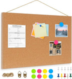DOLLAR BOSS Magnetic Cork Board, 16" x 12" Small Cork Bulletin Board 0.7" Thick Frameless Corkboards for Walls Pin Notice Board with 8 Magnets 10 Pushpins for Home Office Kitchen School Decor Display