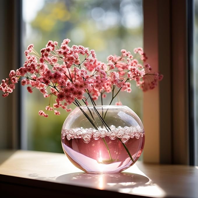 CYS EXCEL Glass Bubble Bowl (H-6" W-8", Approx. 3/4 Gal.) Small Fish Bowl Round Terrarium Vase Globe Flower Centerpiece for Weddings Events Arrangements