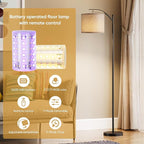 Battery Operated Floor Lamp, RGB Dimmable Cordless Standing Lamp with Remote Control for Living Room, Tall Floor Lamp for Bedroom -Black