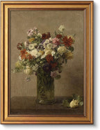 VIYYIEA Vintage Gold Framed Wall Art for Living Room, Flowers Canvas Prints Home Decor, Oil Painting Picture, Bedroom Wall Decor Gifts for Friends or Family -【A bottle of flowers】-(16L x 12W)