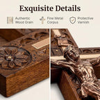 Woodvio - Hand carved wooden wall cross, Catholic crucifix