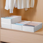 4 Packs T-shirt Drawer Organizers for Clothing,10 Grids Compartment Wardrobe Storage Box, Clothes Organizer for Folded Clothes, T-shirt, Legging, Silk Scarve-White