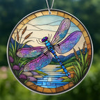 2025 Christmas Ornaments, Christmas Tree Ornaments Acrylic, Faux Stained Glass Effect White Elephant Gifts Exchange, Unique Suncatcher Xmas Stocking Stuffers for Women, Men (Dragonfly)