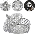 Hipiwe Crystal Mirrored Jewelry Box Trinket Organizer Box Luxury Decorative Ring Box Earrings Storage Holder Keepsake Box Birthday Christmas Gift for Women, X-Large
