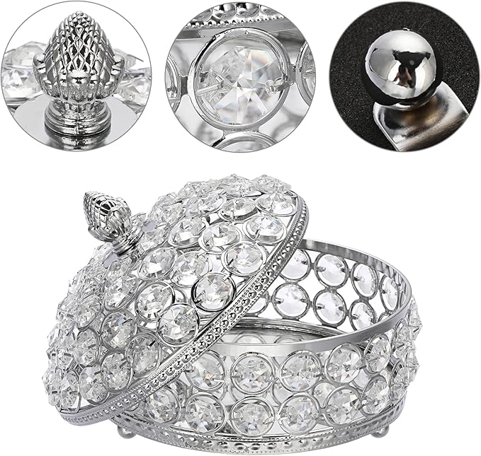 Hipiwe Crystal Mirrored Jewelry Box Trinket Organizer Box Luxury Decorative Ring Box Earrings Storage Holder Keepsake Box Birthday Christmas Gift for Women, X-Large